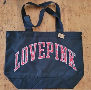 Pink Victoria's Secret black and plaid Tote bag, new with tags
